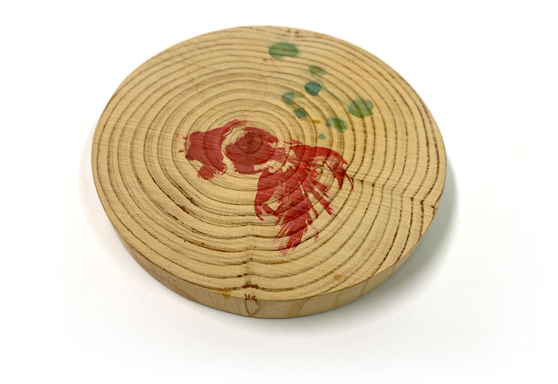 心持木杯墊 圓-1隻金魚